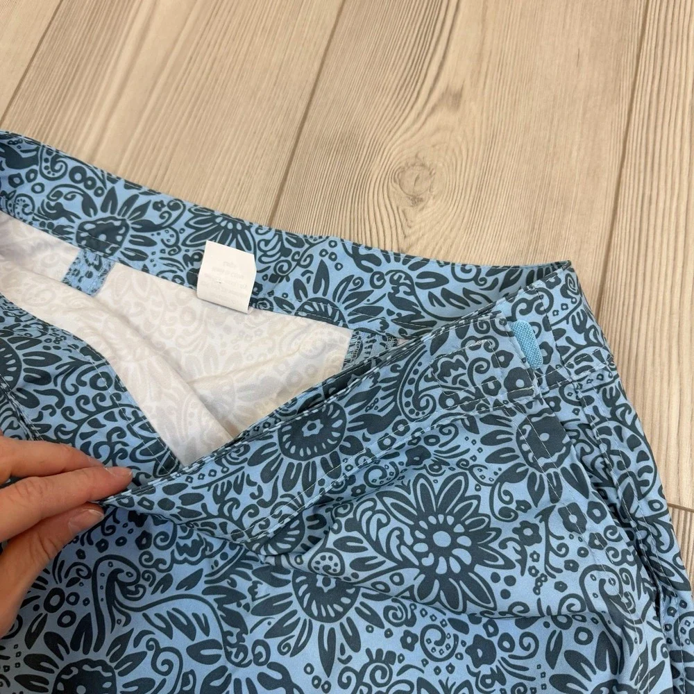 RipSkirt Skirt Large Length 2 Blue Floral‎ A Line Stretch Travel Pockets Casual